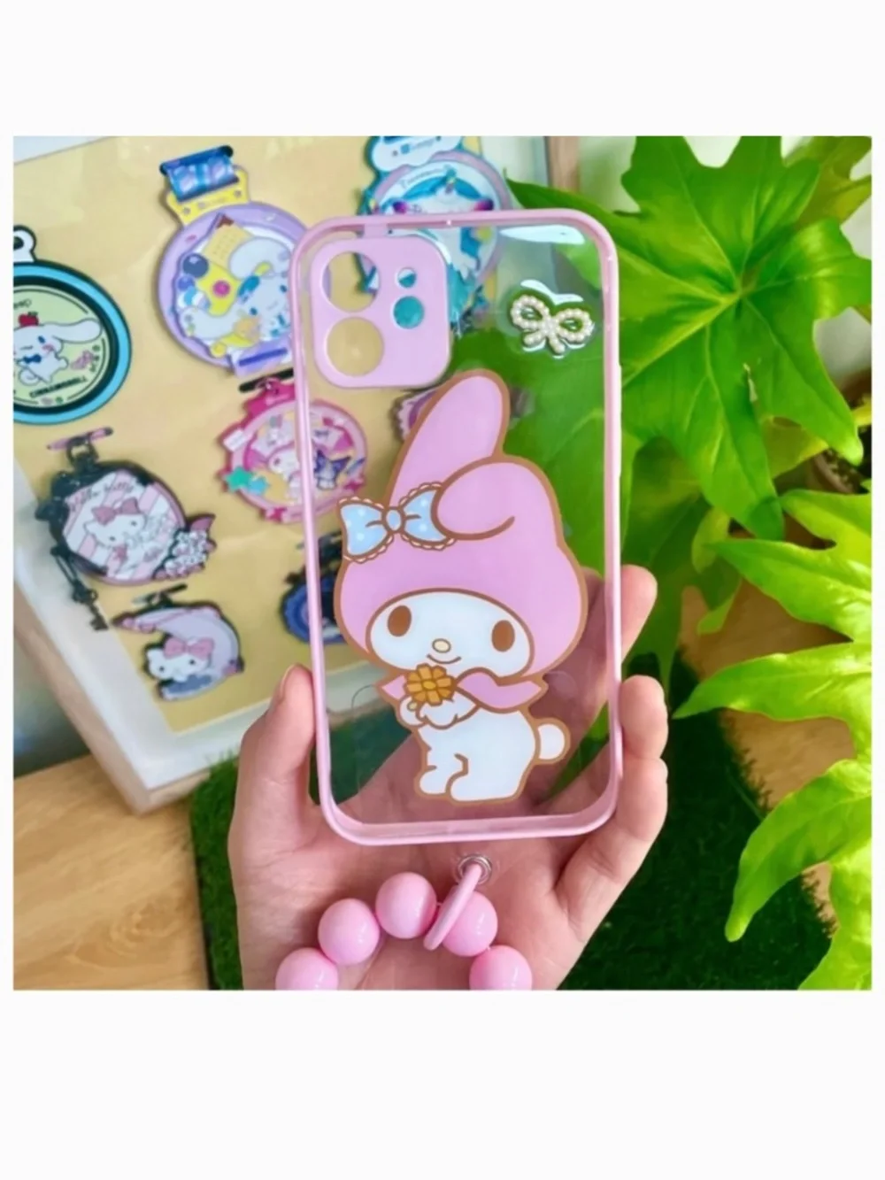 iphone 12 cartoon case,handmade cute case with free gift beads chain